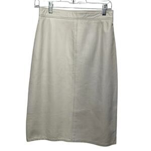 Lillie Rubin Gorgeous White Leather Pencil Skirt Back Zip Up and Bottom Split 10